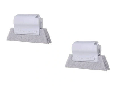 Window groove cleaning brush with comfortable grip and scouring pad head