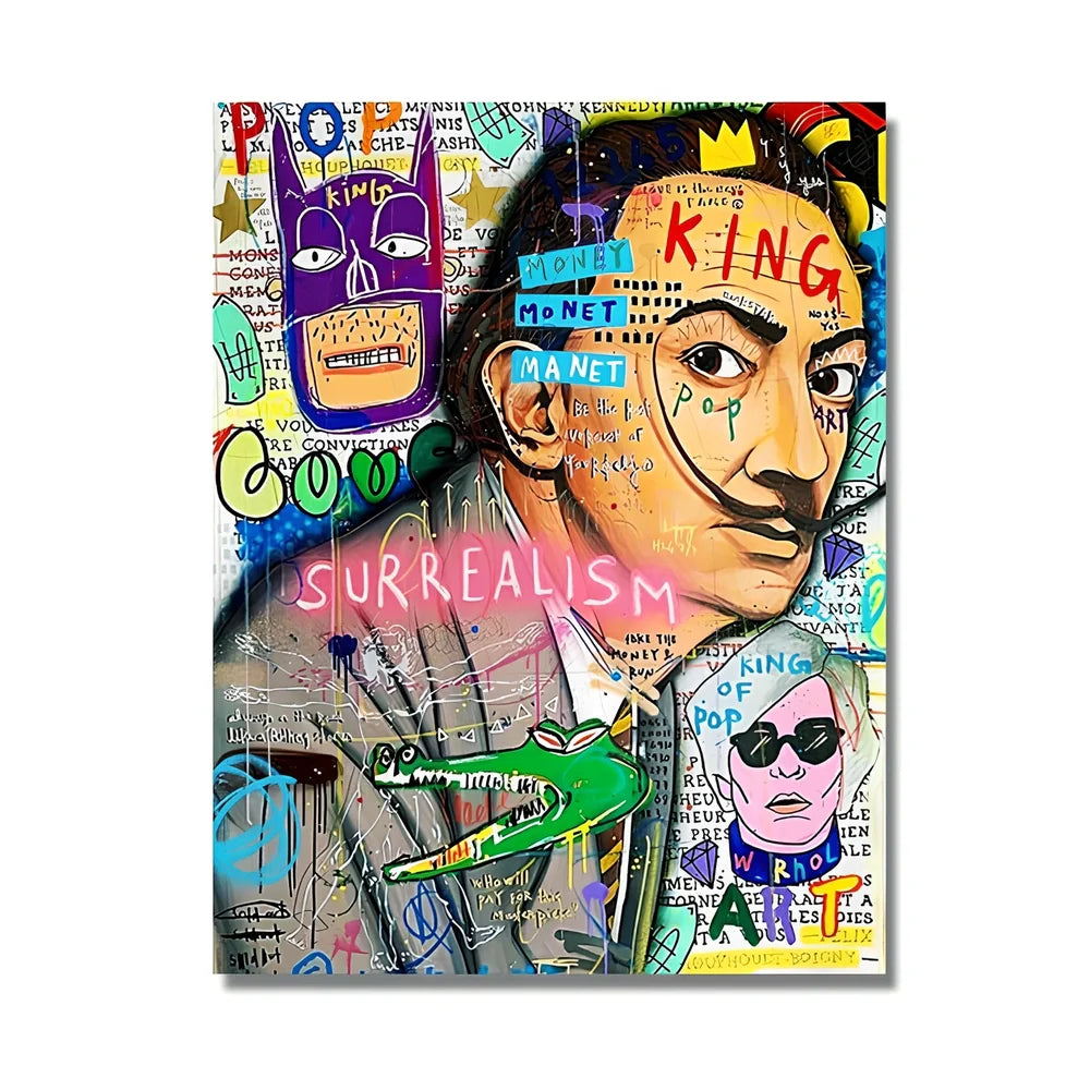 Spray-painted abstract graffiti artwork on frameless canvas poster showing urban street art design