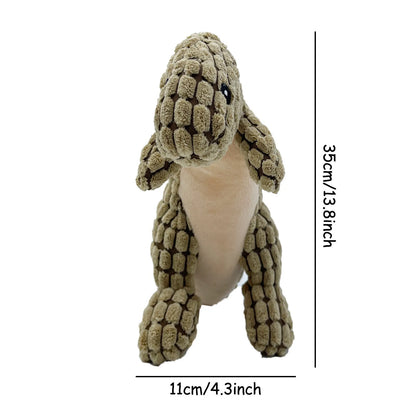 Durable grey, green, and orange dog toy with sound for biting and boredom relief.