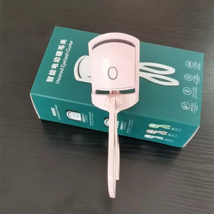 Electric Heating Eyelash Curler in white, pink, and green colors for safe, effective lash curling