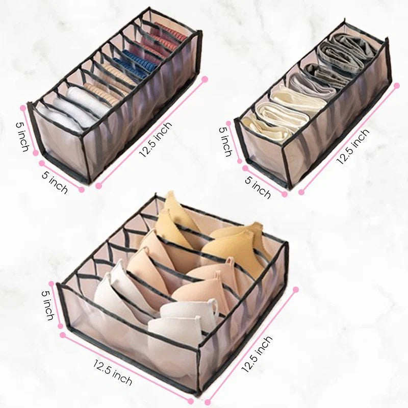 Drawer Type Finishing Grid Underwear Closet Storage Box in various colors