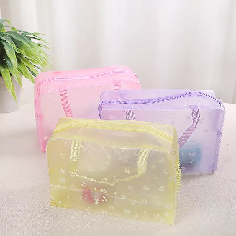Waterproof PVC cosmetic bag in multiple colors for travel organization