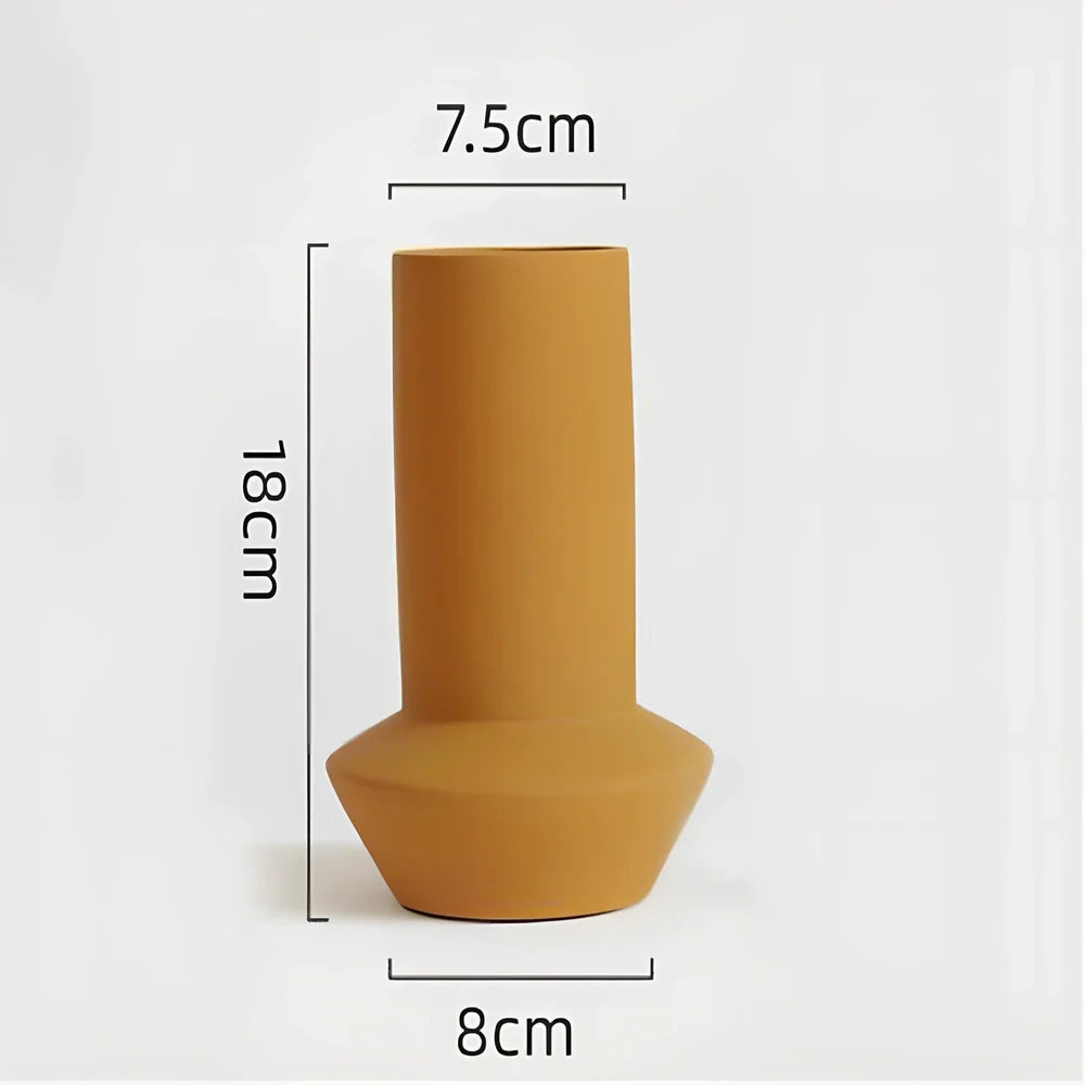 Morandi glazed ceramic geometric vase in soft colours with matte finish