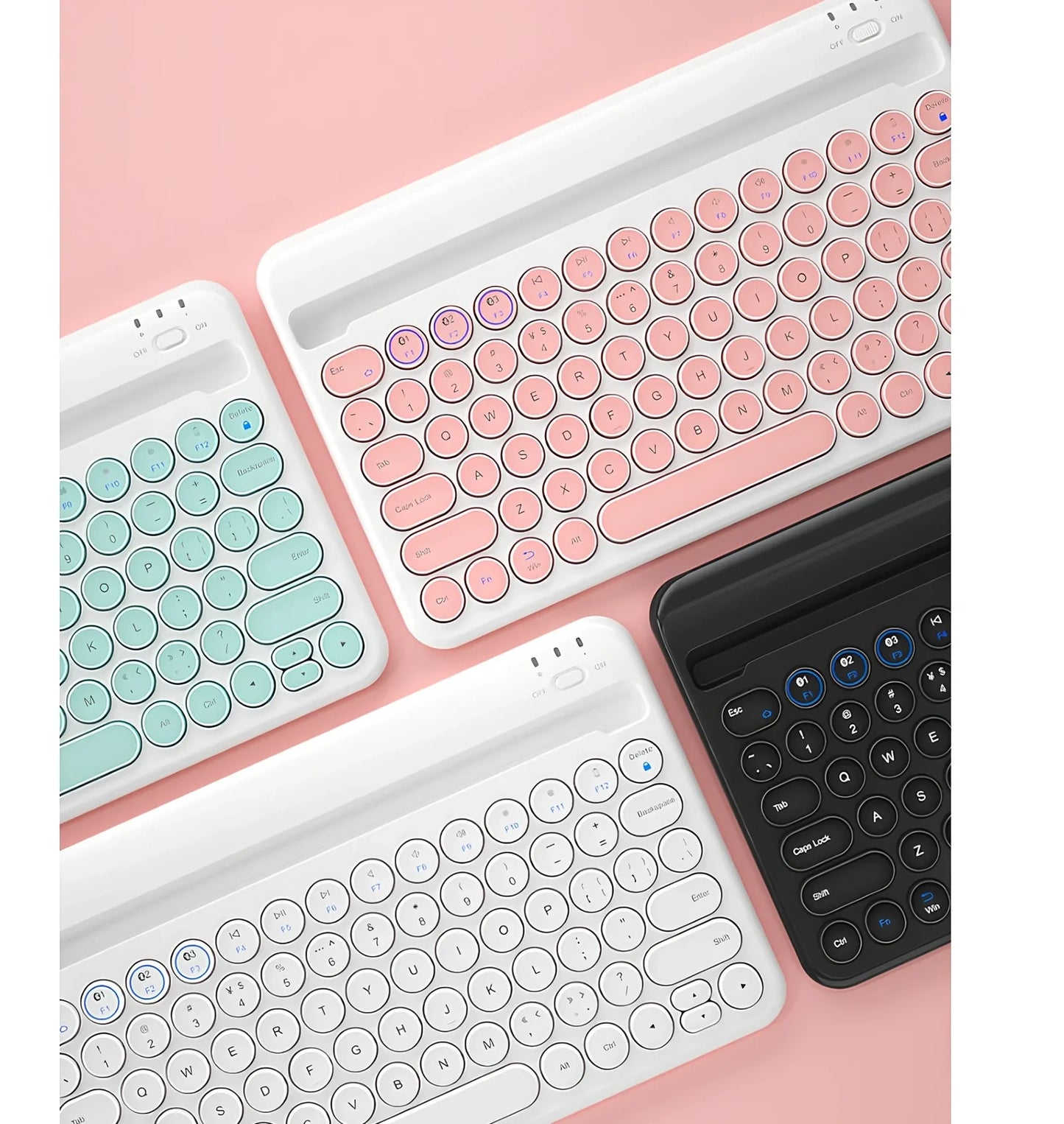 Bluetooth wireless keyboard with 8-metre range and 200-hour battery life in multiple colour options
