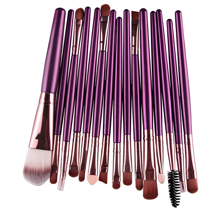 Cosmetic brush kit with 3cm nylon bristles and 14cm plastic handles in multiple colours