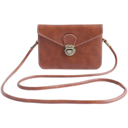 Retro soft brown crossbody messenger bag with a flap and lock closure