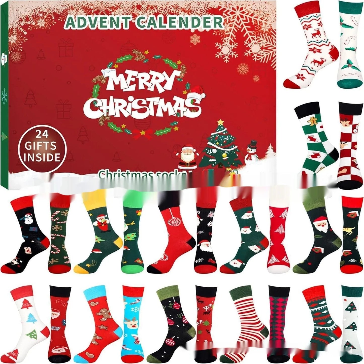 Mini resin Christmas sock decoration from blind box, showing detailed knitted texture and festive colours
