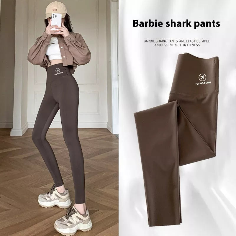Women's Winter Skinny Shark Pants in various colors with high waist and fleece lining