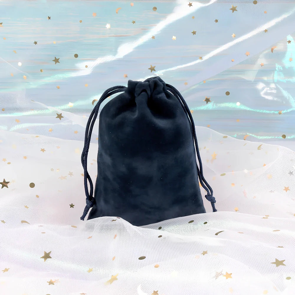 Multi-colour flannel jewellery storage bags in sizes 5x7cm to 20x30cm with gold drawstring and lining