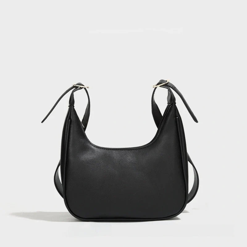 Stylish Women's PU Crescent Crossbody Bag in white and black