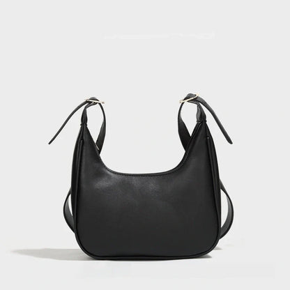 Stylish Women's PU Crescent Crossbody Bag in white and black