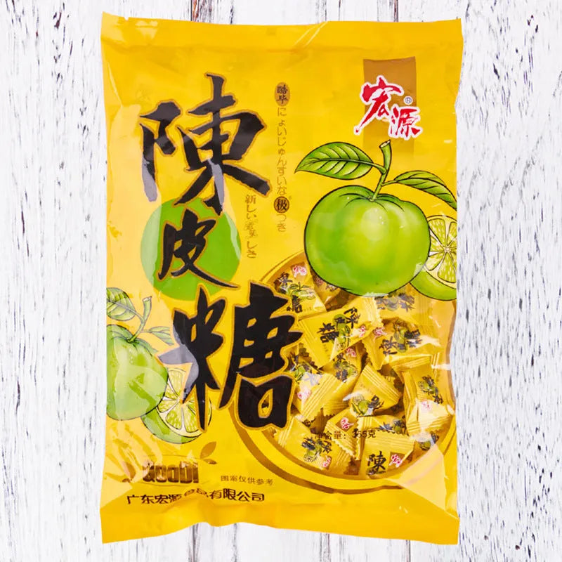 Resealable bags of Plum Sugar, Guava, and Tangerine Peel flavoured hard candy from an assortment pack.