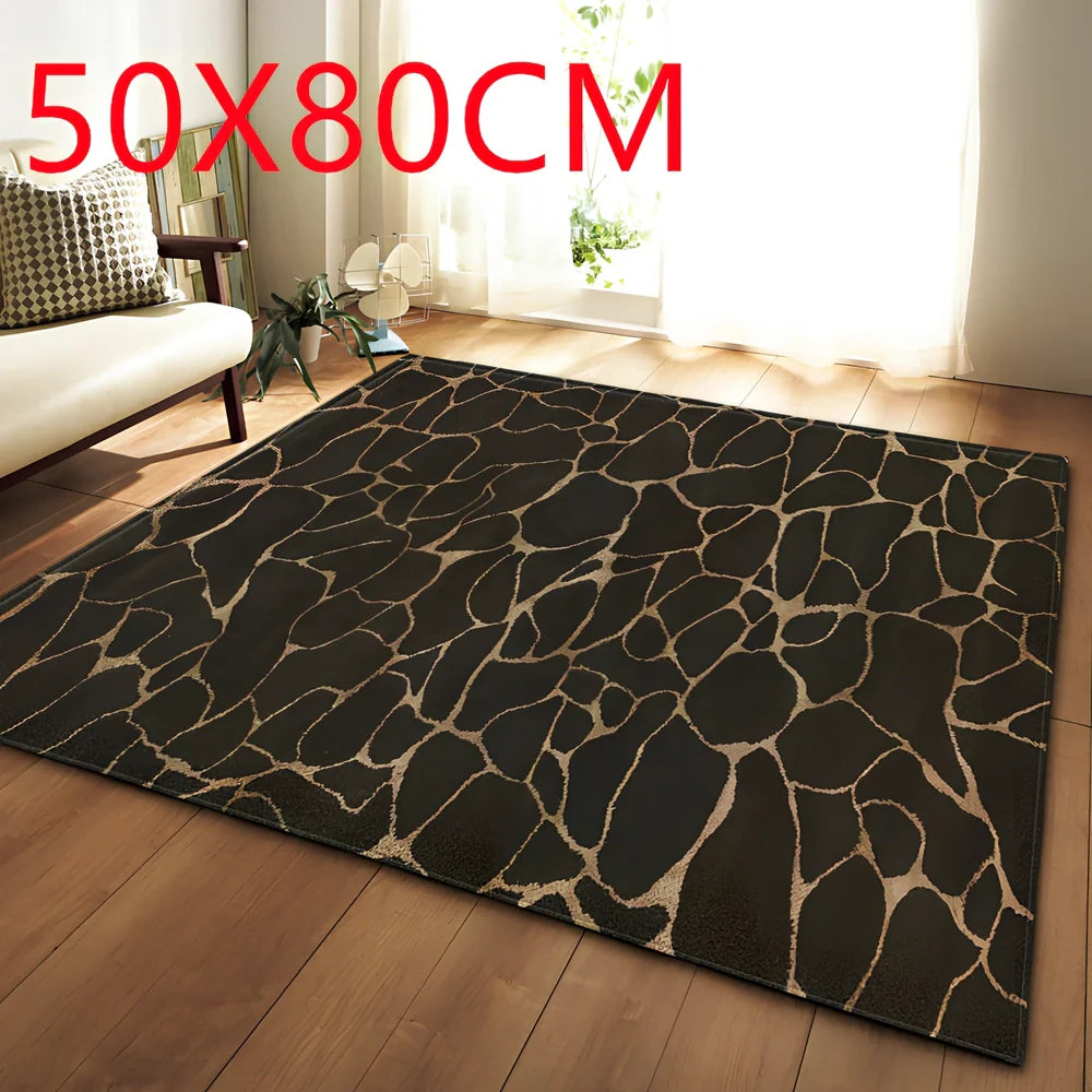Rectangular polyester fibre carpet with marble pattern in 121.9x160cm and 50x80cm sizes