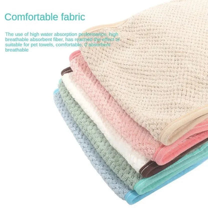 Pet super absorbent towel, 60 x 25 cm, pocket style scrub gloves for cats and dogs, in Beige Blue Green Pink White