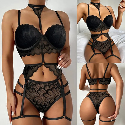 Ladies silver sequined silk nightdress with adjustable black lace suspenders