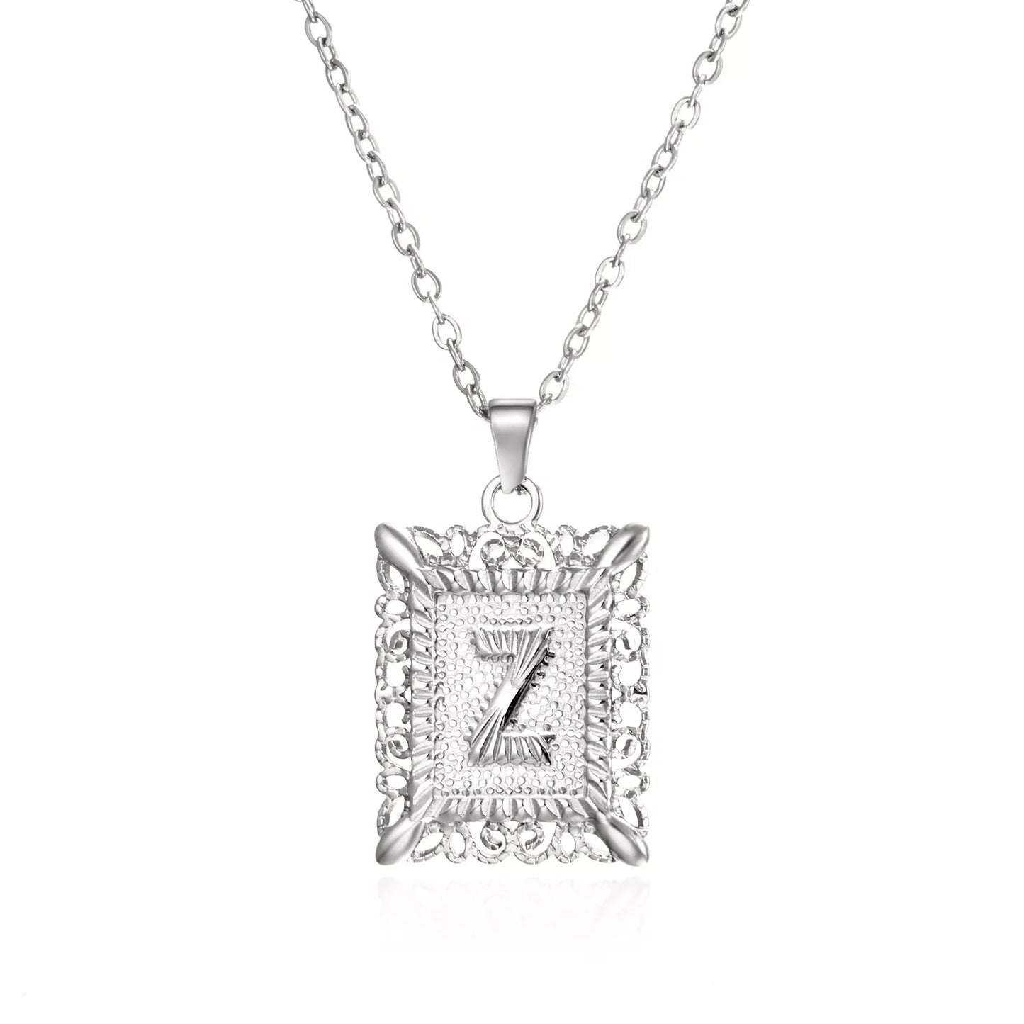 Personalized initial letter necklace in gold or steel, featuring any letter from A to Z