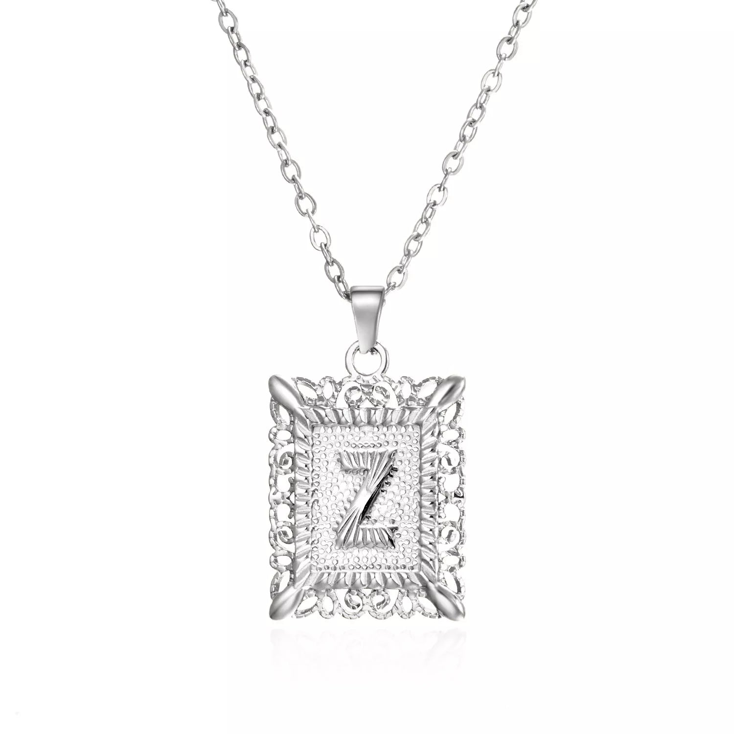 Personalized initial letter necklace in gold or steel, featuring any letter from A to Z