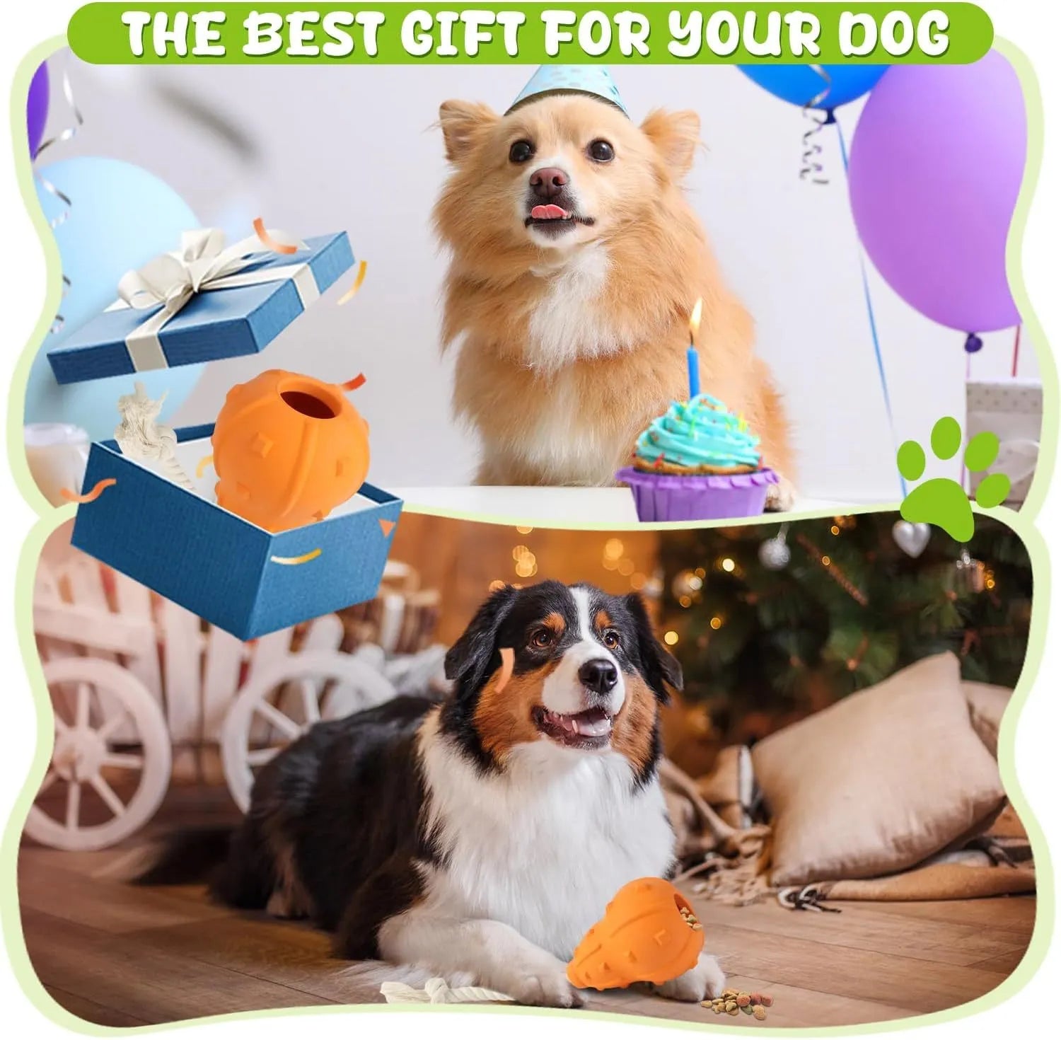 Stuffable dog toy with hollow interior for treats, natural rubber and cotton construction, 30cm length, for small medium breeds