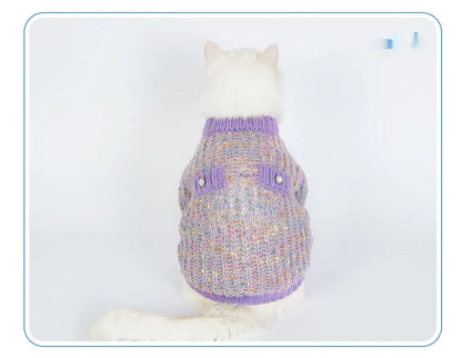 Purple dog cardigan sweater for XL and XXL sized pets made from soft polyester fabric