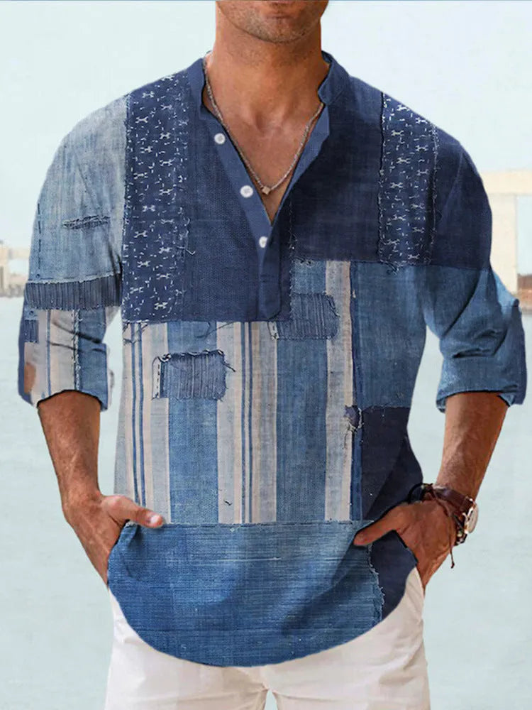 Thin striped Hawaiian long sleeve cardigan shirt in multiple colours and sizes up to 6XL