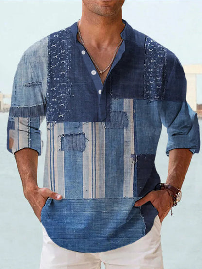 Thin striped Hawaiian long sleeve cardigan shirt in multiple colours and sizes up to 6XL