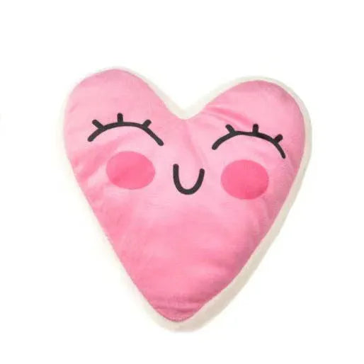 Plush pet dental toy in peach heart pink colour with textured surface for tooth cleaning, 15cm length
