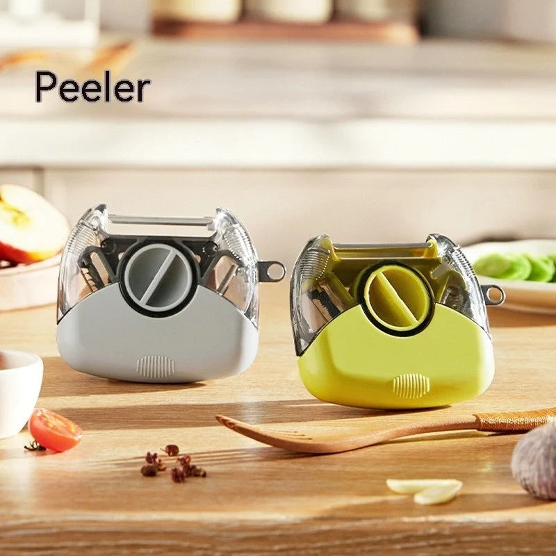 3-in-1 stainless steel peeler shredder with ergonomic handle for easy peeling, slicing, and shredding