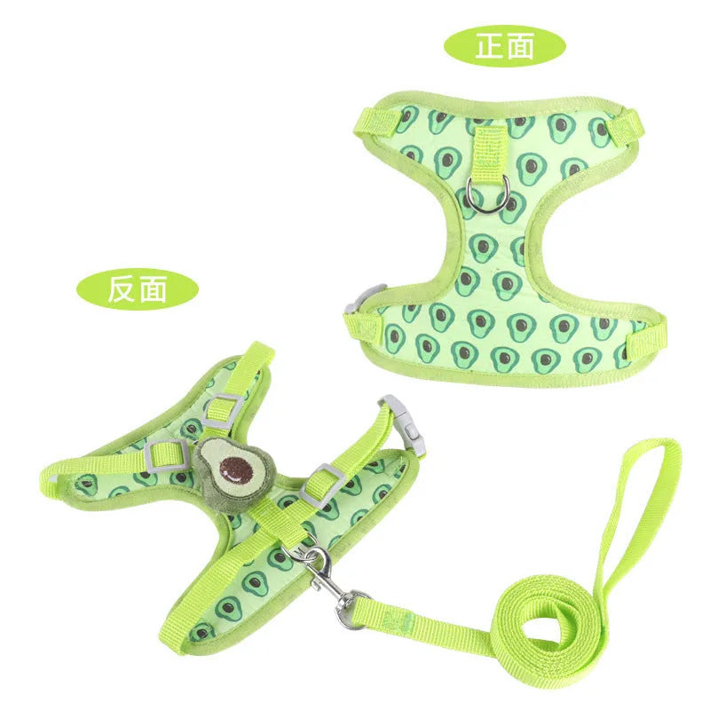 Reflective vest-style dog harness with detachable lead in carrot colour for small dogs