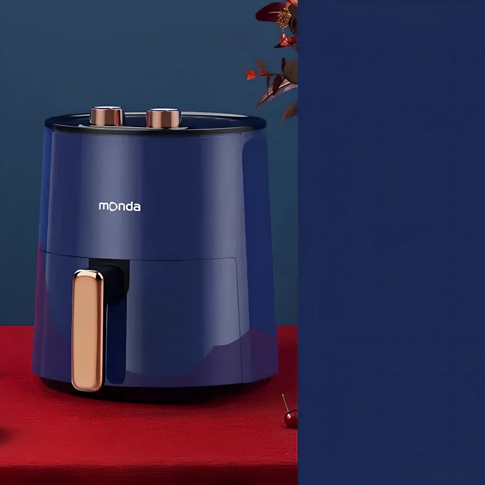 Automatic air fryer in light luxury gray with double knob controls and 4.5L cooking capacity