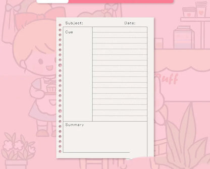 Refillable notebook with detachable decorative cover and replaceable paper core in B5 size