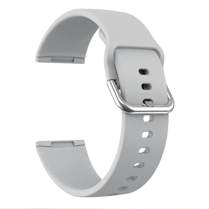 Silicone strap for Fitbit Versa 3 and Sense 2 in multiple colours with silver buckle on wrist