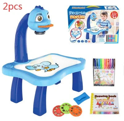 Children's Projection Drawing Board Doodle with music function and magnetic artboard in blue and pink