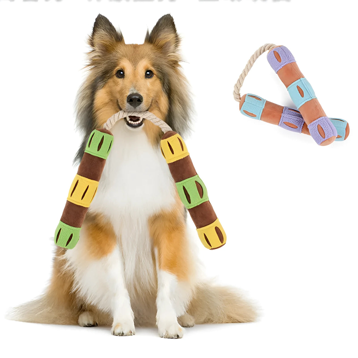 Purple and yellow dog snuffle toy mat for slow feeding and interactive puzzle play