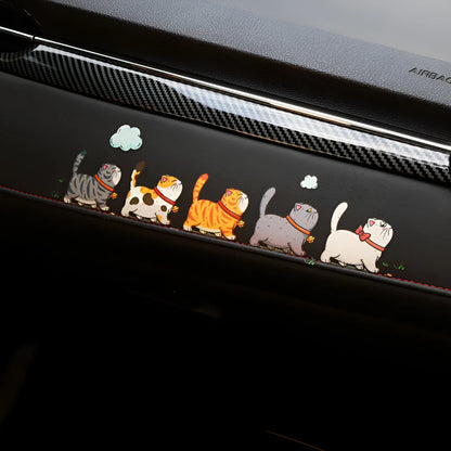 Climbing cats car sticker showing five cats walking design on vehicle surface
