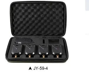 Wireless fishing electronic alarm with ABS plastic housing and remote receiver.