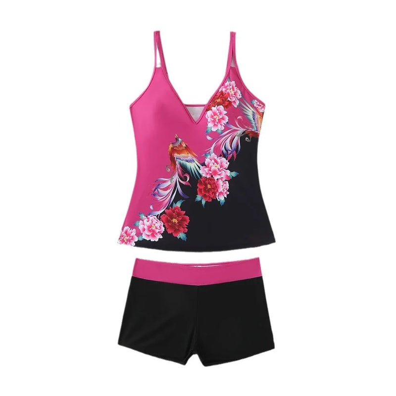 Split Plus Size Printed Colour Swimsuit Suit with 50% Cotton Lining and Sizes S to 5XL for Swimming and Wading Activities