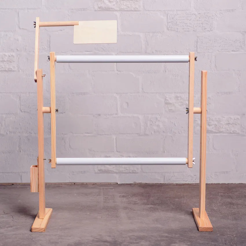 Natural pine wood vertical desktop embroidery frame with height adjustment for cross stitch projects