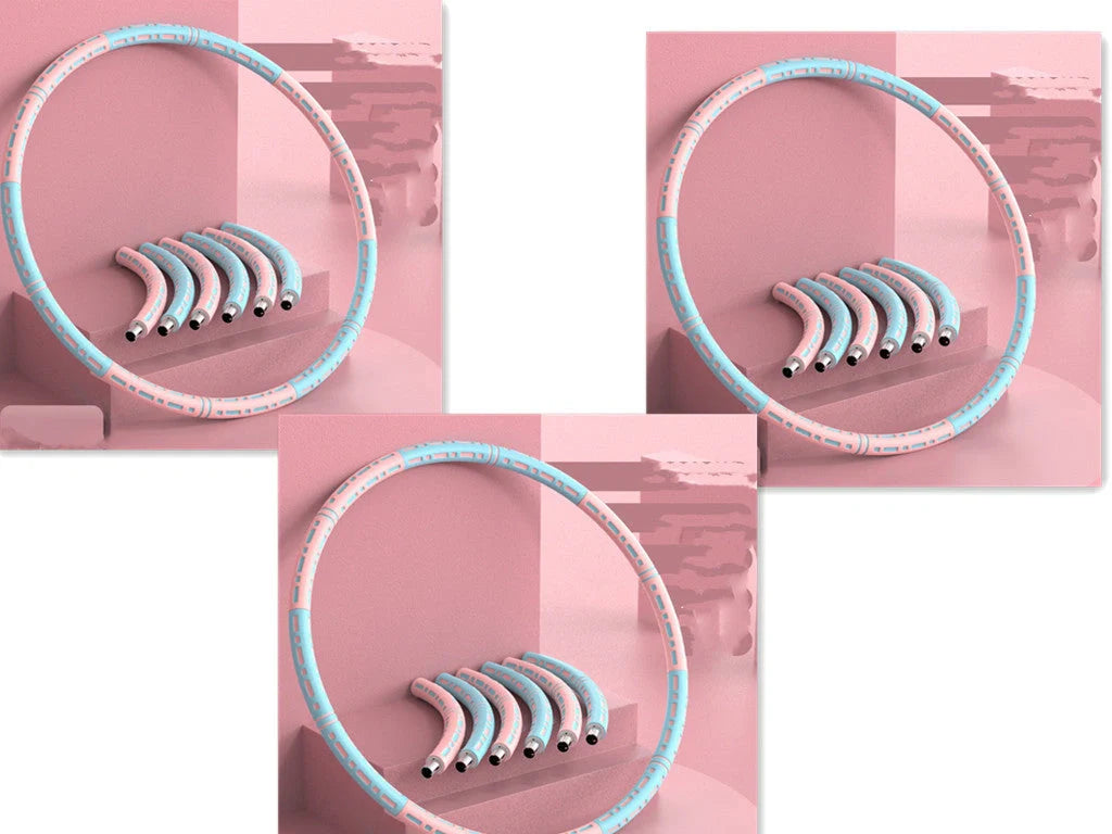 Adjustable Fitness Hoop in blue and white for waist and hip training