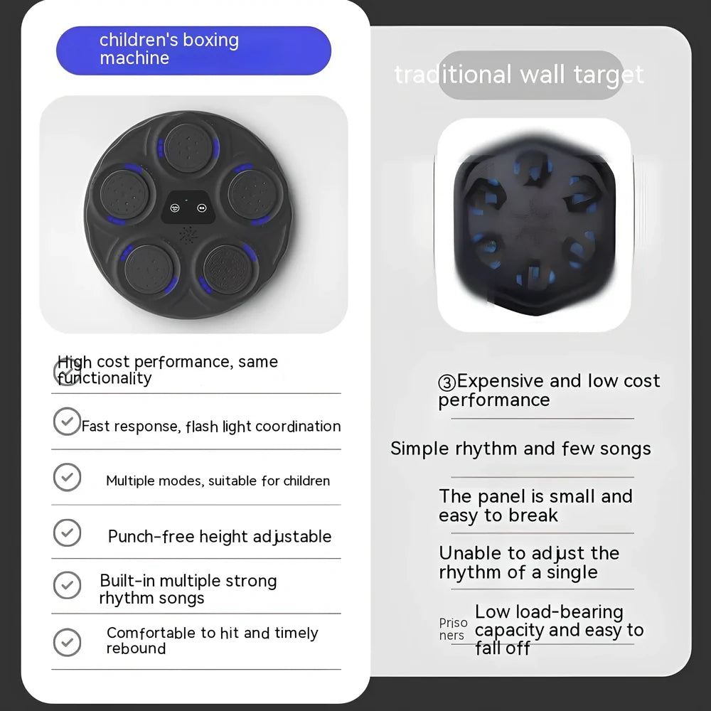 Children's hanging blue light reaction boxing target in PU, 45cm tall with electronic scoring for martial arts training