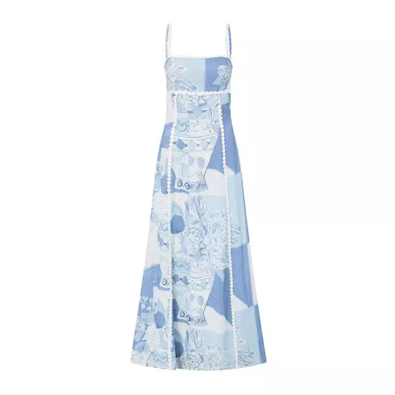 Stunning floral lace backless dress with bow suspenders, available in multiple sizes and colors