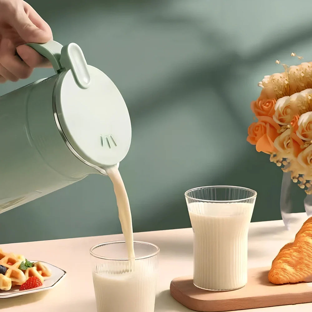 Green automatic soy milk machine with 600ml capacity and touch control display