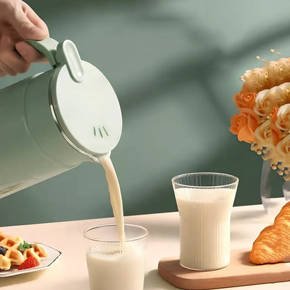 Green automatic soy milk machine with 600ml capacity and touch control display