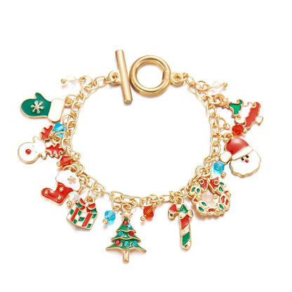 Personalized Christmas Bracelet with Santa Claus Pendant - Festive Holiday Jewelry
