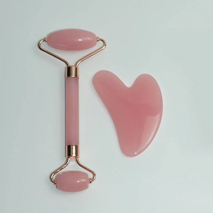 3cm heart-shaped stainless steel facial massage roller and scraping plate set with acupoint map