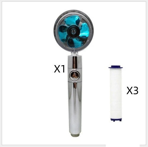 High-Pressure Handheld Shower Head with Turbo Propeller and Cotton Filter for Luxurious Spa-Like Shower Experience
