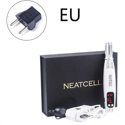 Blue home picosecond laser mole pen with adjustable intensity buttons and dual light therapy modes for skin treatment