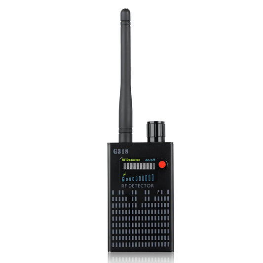 Black G318 aluminium alloy hidden camera detector for anti-theft and anti-monitoring.
