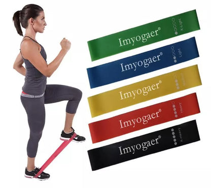 Natural latex resistance bands for yoga and fitness in various colors and resistance levels
