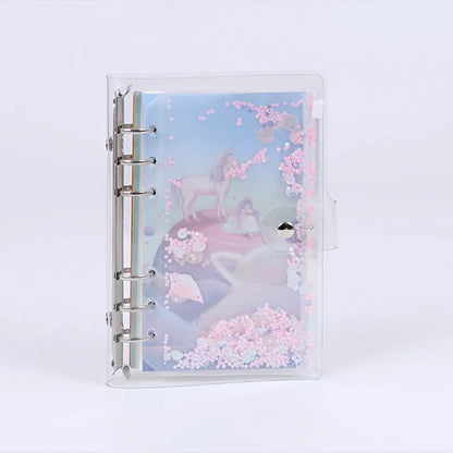 Alice Castle coloured PVC metal binder shell with loose-leaf binding and pull side bag for 96x172mm documents