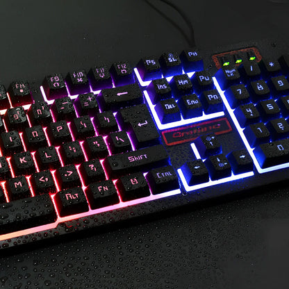 K13 black wired gaming keyboard and mouse set with USB cables and optical sensor